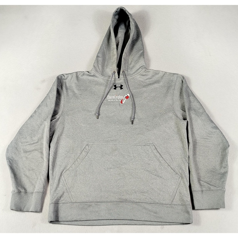 Under Armour Hoodie Sweatshirt Mens Small Gray CharmCityRun Graphic Fleece